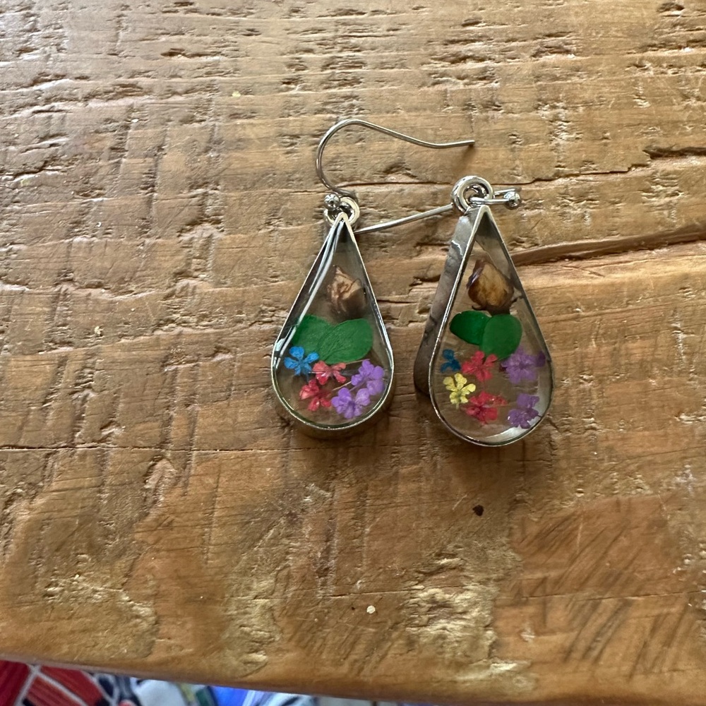 Colorful Floral Teardrop Earrings